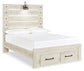 Cambeck  Panel Bed With 2 Storage Drawers With Mirrored Dresser And Chest