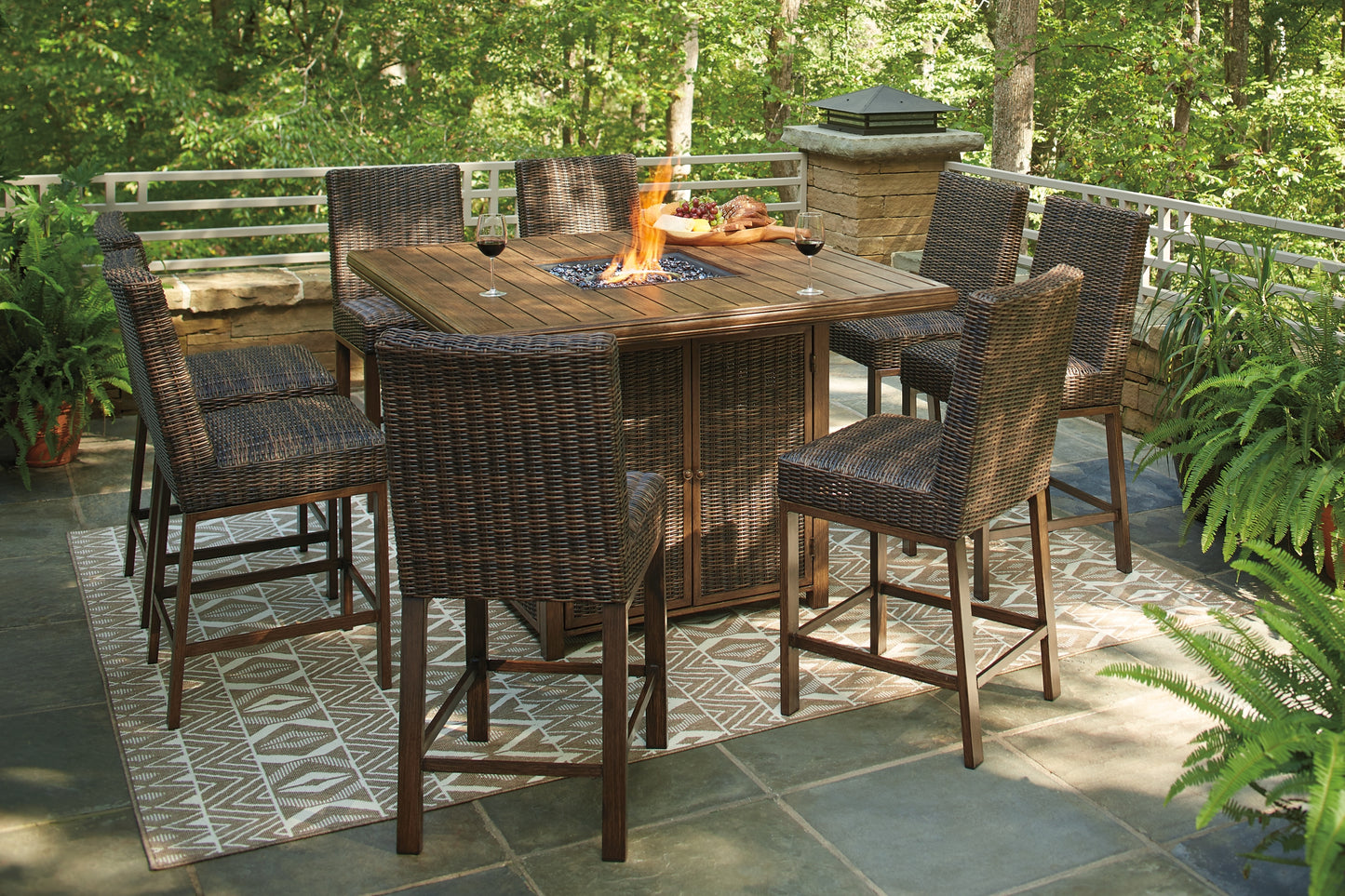 Paradise Trail Outdoor Bar Table and 8 Barstools