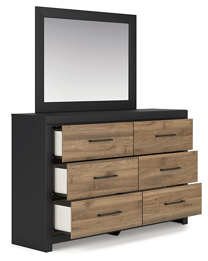 Vertani Twin Panel Bed with Mirrored Dresser and 2 Nightstands