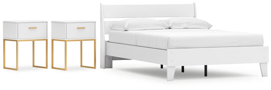 Socalle Full Panel Platform Bed with 2 Nightstands