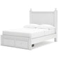 Mollviney Full Panel Storage Bed with Mirrored Dresser and Chest