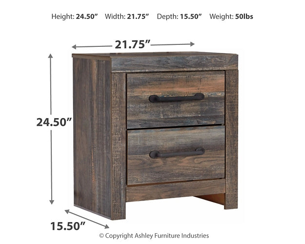 Drystan Full Panel Bed with 2 Storage Drawers with Mirrored Dresser and 2 Nightstands