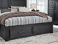 Foyland King Panel Storage Bed with Mirrored Dresser, Chest and Nightstand