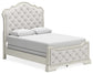 Arlendyne Queen Upholstered Bed with Mirrored Dresser, Chest and Nightstand